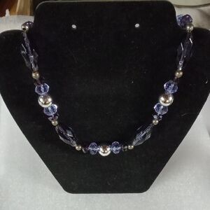 Purple Fauceted Glass Necklace #A362